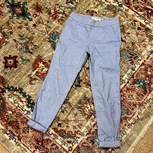 Blue and white striped chinos